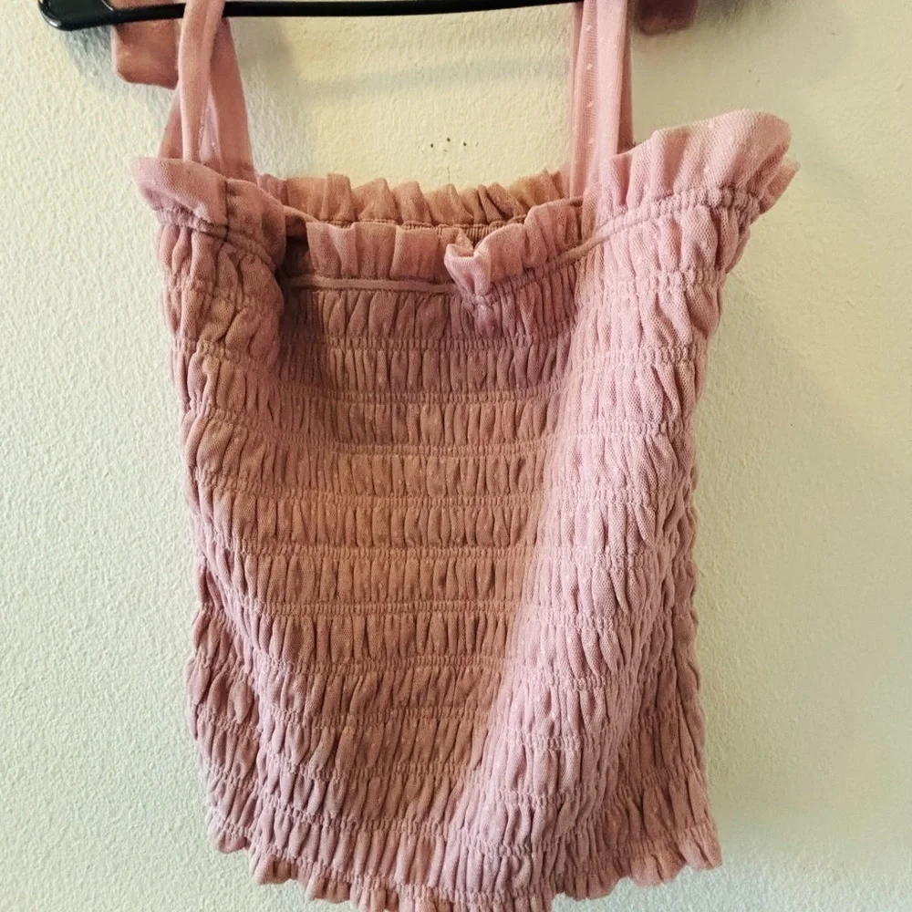 Anthropologie Pink Smocked Sleeveless Tank Top - Picture 6 of 6